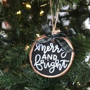 “Merry and Bright” handmade ornament